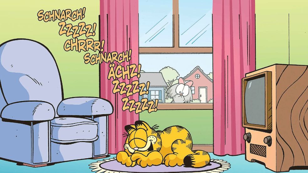 Kater Garfield, wie ihn seine Fans kennen und lieben. Foto: ©2025 by Paws, Inc. All Rights Reserved. / Egmont Verlagsgesellschaften mbH
