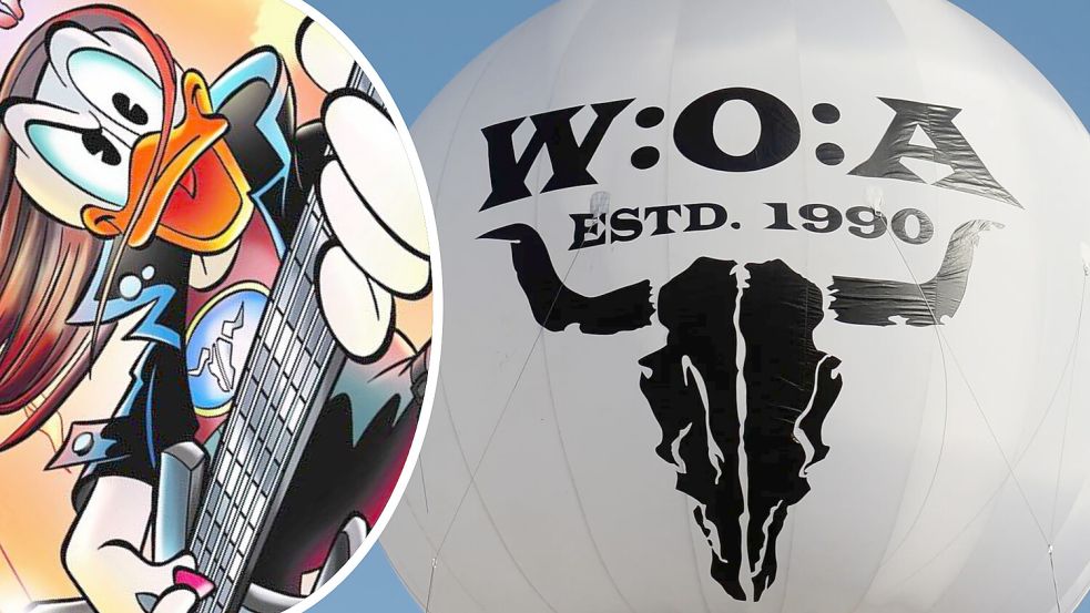 Für einen Sonderband des Lustigen Taschenbuchs wird das Wacken Open Air jetzt zum Quacken Open Air. Foto: Egmont Ehapa/dpa/Daniel Reinhardt