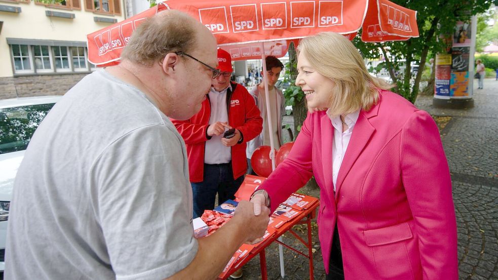 Parteichefin Bas ist in diesen Tagen überall in NRW unterwegs. Foto: Henning Kaiser/dpa