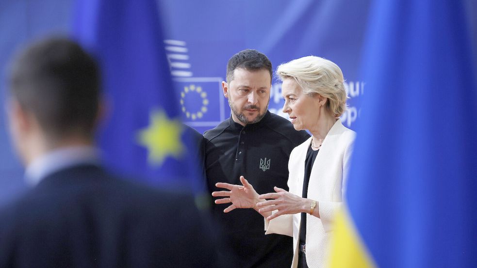 Selenskyj wird von von der Leyen und weiteren europäischen Spitzenpolitiker nach Washington begleitet. Foto: dpa/AP/Omar Havana