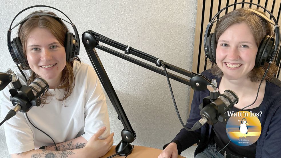In der aktuellen „Watt’n los?“-Folge laden Pia Pentzlin (von links) und Deike Terhorst zu einem Gedankenexperiment ein. Foto: Jasmin Oltmanns