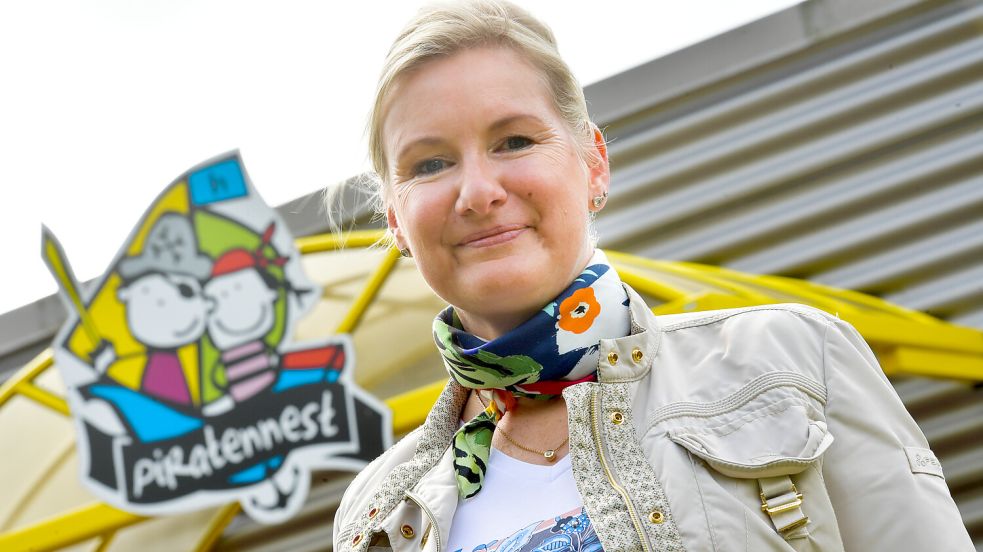 Geschäftsführerin Ilka Hartmann hat 2009 den Betriebskindergarten Piratennest der Leeraner Reederei Hartmann eröffnet. Dieses Bild ist im August 2019 entstanden. Foto: Klaus Ortgies/Archiv