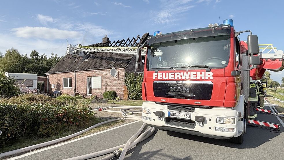 Der Dachstuhl in einem Wohnhaus in Spetzerfehn brannte aus. Foto: Nicole Böning