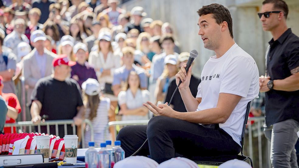 Der Podcaster Kirk ist gestorben. Foto: Tess Crowley/The Deseret News/AP