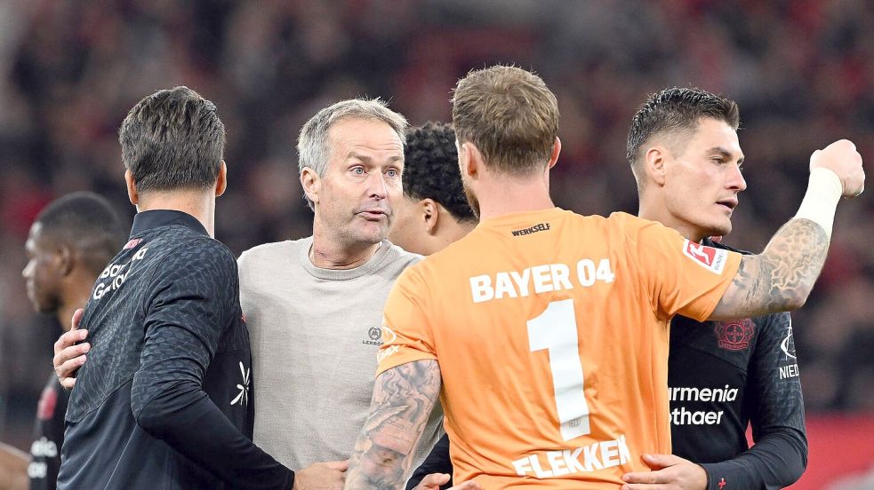 Kasper Hjulmand freut sich über ein gelungenes Debüt bei Bayer Leverkusen. Foto: Federico Gambarini