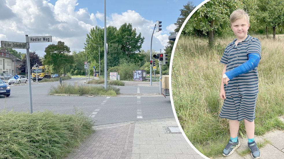 Henri Mohr (8) wurde bei einem Unfall am Haster Weg am 29. August schwer verletzt. Statt ihm zu helfen, ist der Unfallfahrer geflüchtet. Foto: Bernhard Brockhaus