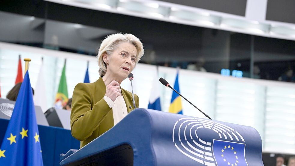 „Mir ist bewusst, dass es schwierig werden wird, Mehrheiten dafür zu finden“, sagte EU-Kommissionspräsidentin Ursula von der Leyen bereits am vergangenen Mittwoch zu ihrem Plan. (Archivbild) Foto: Pascal Bastien/AP/dpa
