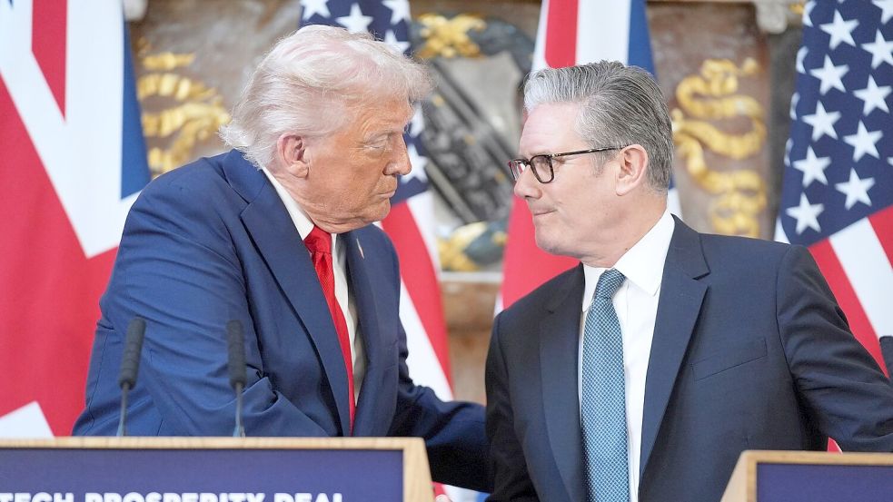 Gaza, Ukraine, Epstein: Trump und Starmer sprachen darüber bei einer gemeinsamen Pressekonferenz. Foto: Evan Vucci/AP/dpa
