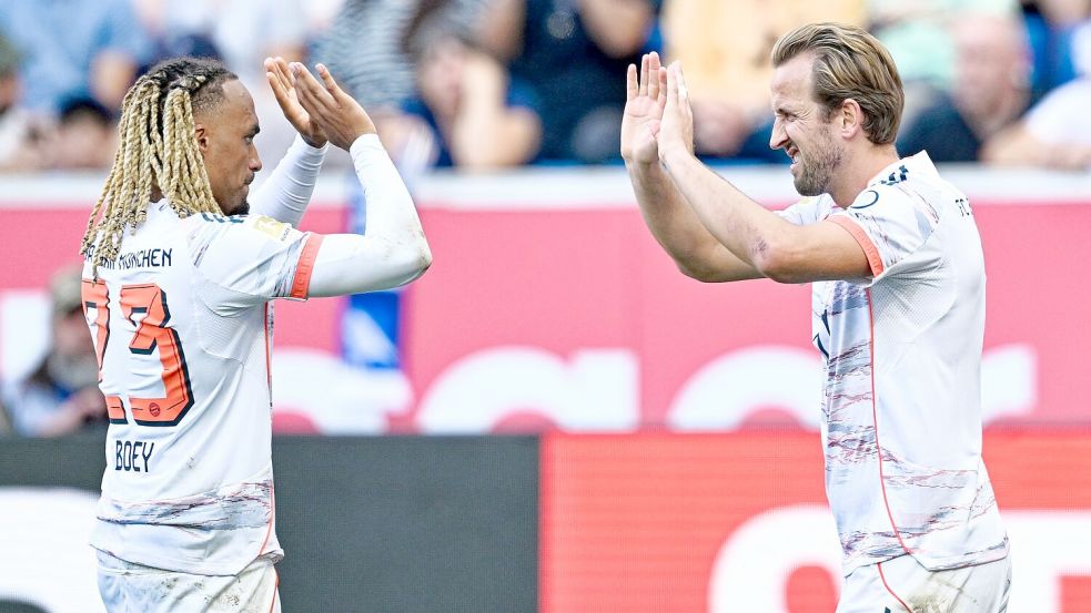 Neben Kane jubeln auch Spieler wie Außenverteidiger Boey. Foto: Uwe Anspach