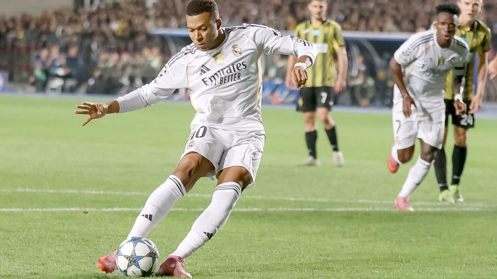 Kylian Mbappe trifft für Real Madrid nach Belieben. Foto: Alikhan Sariyev/AP/dpa