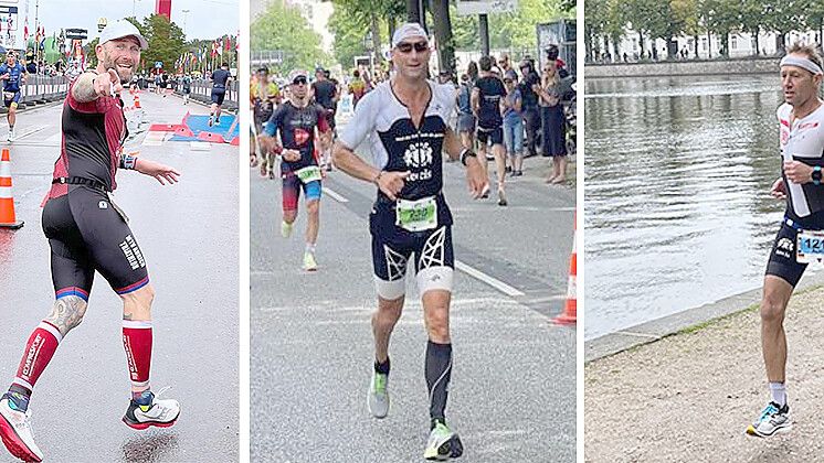 Clemens Köster (von links), Herbert de Vries und Achim Groenhagen vom MTV Aurich bereiten sich auf die Triathlon-WM vor. Foto: MTV Aurich