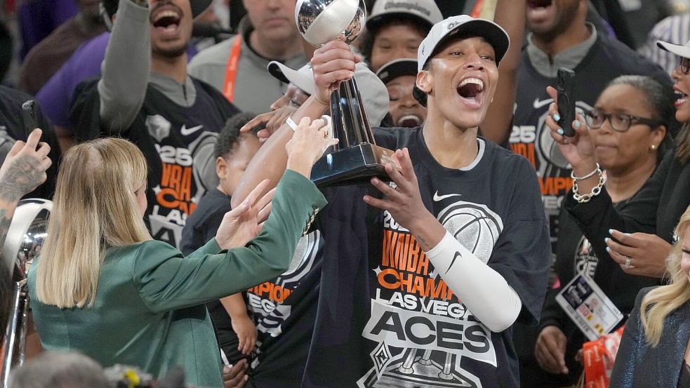 A’ja Wilson hat die Las Vegas Aces zur dritten Meisterschaft in der WNBA geführt. Foto: Rick Scuteri/AP/dpa