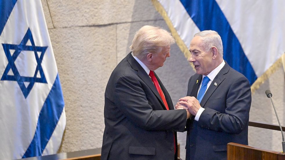 US-Präsident Donald Trump (links) und Israels Regierungschef Benjamin Netanjahu in der Knesset. Foto: Kenny Holston/Pool New York Time