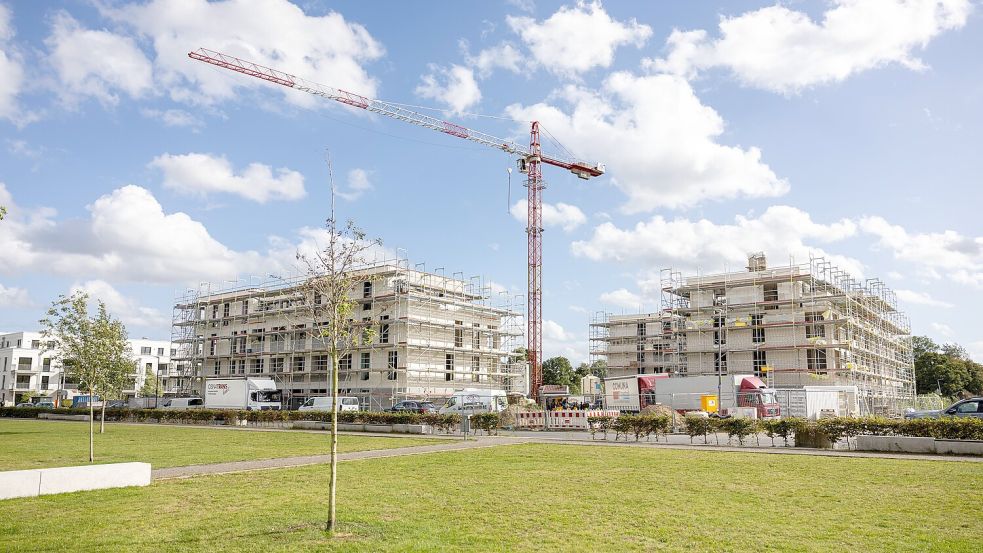 Für ihre „Belfasthöfe“ an der Grünen Mitte im Landwehrviertel feierte die Osnabrücker Wohnungsgesellschaft Wio jetzt Richtfest. Foto: Denise Matthey