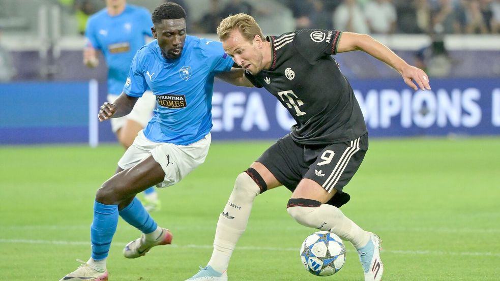 Bayern-Torjäger Harry Kane (r.) - hier in der Champions League auf Zypern - ist in einer Ausnahme-Form. Foto: Peter Kneffel