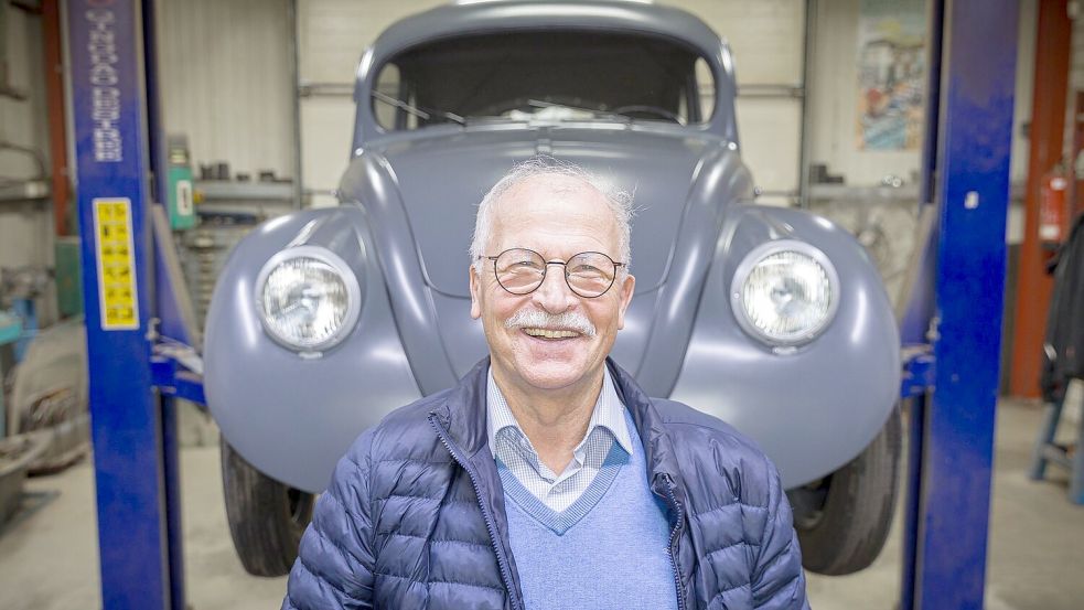 An dem Käfer hat Traugott Grundmann rund acht Jahre gebaut. Foto: Moritz Frankenberg