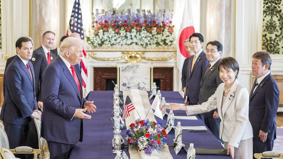 USA und Japan stärken ihr Bündnis. Foto: Franck Robichon/EPA Pool/dpa