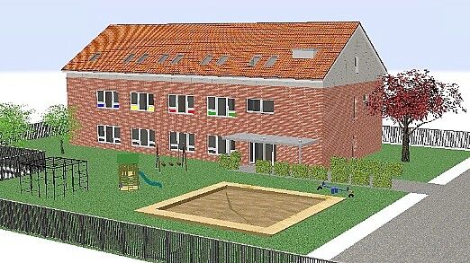 Die Grundschule in Bunde erhält einen Erweiterungsbau. Visualisierung: Architekturbüro Klein