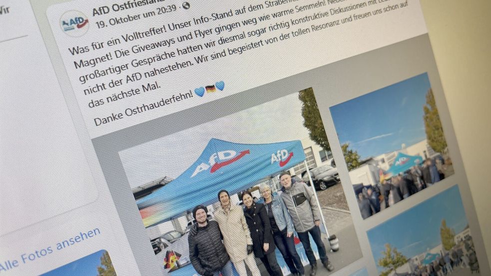 Auch schon im Wahlkampfmodus: In den sozialen Medien feierte die AfD Ostfriesland ihren Beteiligung beim Straßenfest in Ostrhauderfehn.