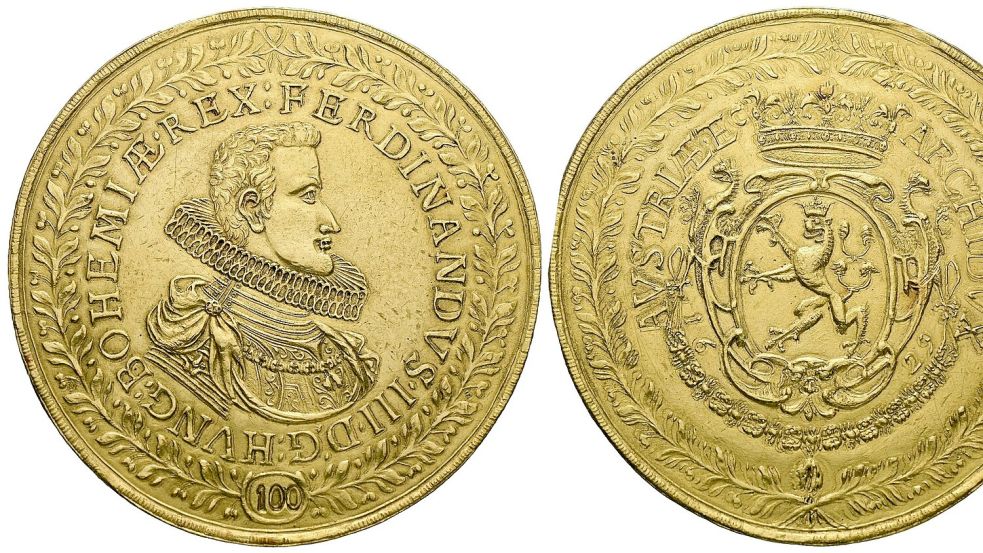 346 Gramm Gold: Eine Münze, die 1629 als Geschenk für einen hohen Würdenträger geprägt wurde. Foto: -/Numismatica Ars Classica/dpa