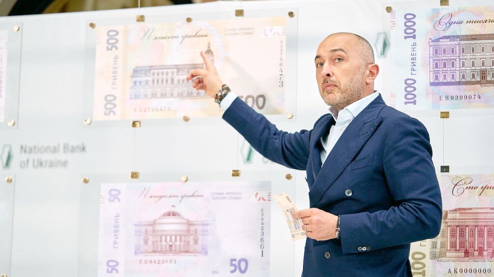 Trotz fast vier Jahren Krieg hat die ukrainische Zentralbank das Finanzsystem bisher stabil halten können und verfügt über die größten Reserven ihrer Geschichte. (Archivbild) Foto: -/Zentralbank der Ukraine/dpa
