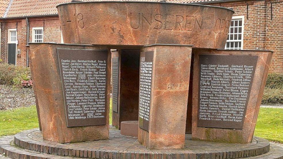 Das Ehrenmal vor dem Heimatmuseum an der Neuen Straße in Weener erinnert an die Opfer von Krieg und Gewalt. Jetzt ist ein Name in den Fokus geraten. Jakobus Onnen wurde als Täter identifiziert. Foto: Tatjana Gettkowski