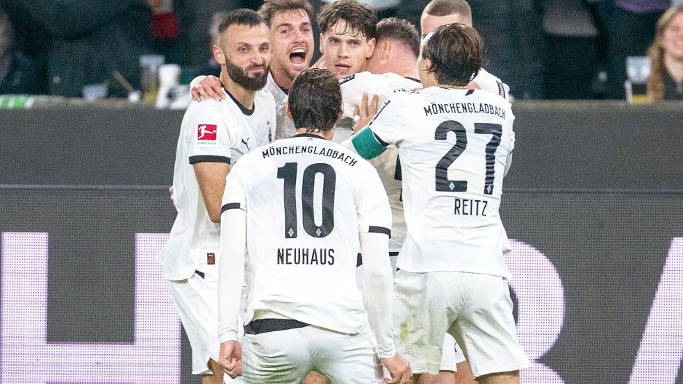 Freude nach dem Gladbacher Führungstreffer. Foto: David Inderlied
