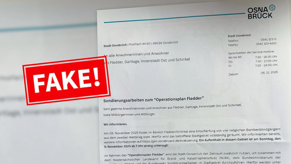 In Teilen Osnabrücks sind Fake-Briefe aufgetaucht. Foto: Lukas Weinandy/Collage: Tobias Saalschmidt