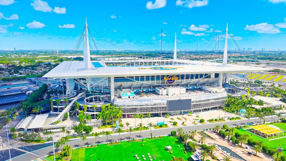 Im Hard Rock Stadium von Miami findet unter anderem bei der Fußball-WM das Spiel um Platz drei statt. Foto: IMAGO/Zoonar