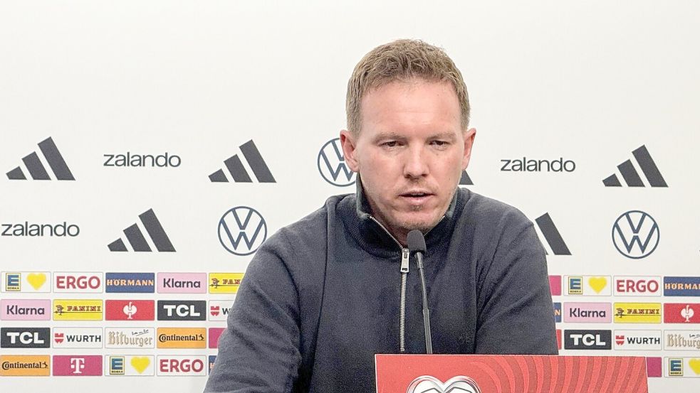Julian Nagelsmann spricht bei der Pressekonferenz in Luxemburg. Foto: Arne Richter/dpa