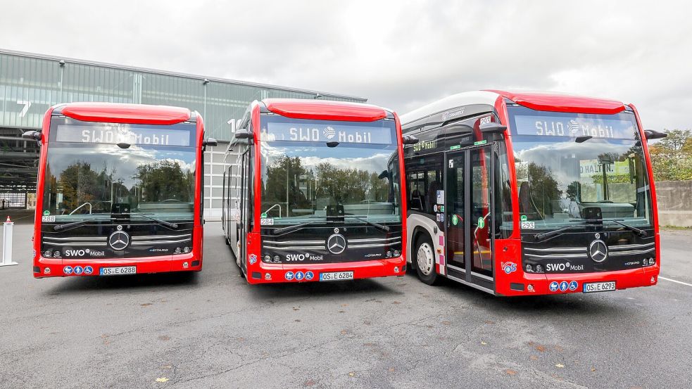Die zwölf Meter langen elektrischen Solobusse vom Typ Mercedes-Benz eCitaro bieten Platz für bis zu 67 Fahrgäste. Foto: Jörn Martens