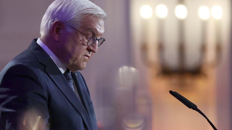 „Einfach abzuwarten, das reicht nicht“: Bundespräsident Frank-Walter Steinmeier bei seiner Rede zum 9. November in Berlin. Foto: dpa/Maryam Majd