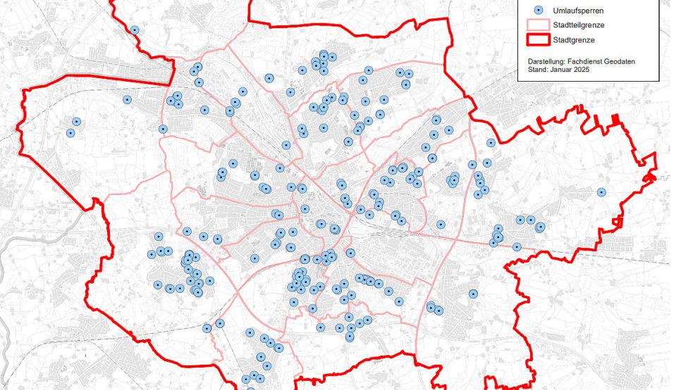 Umlaufsperren in Osnabrück. Foto: Stadt Osnabrück/Fachdienst Geodaten