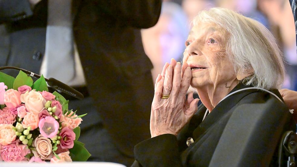 Margot Friedländer hatte am 7. Mai ihren letzten öffentlichen Auftritt in Berlin und starb am 9. Mai. (Archivbild) Foto: Sebastian Gollnow/dpa