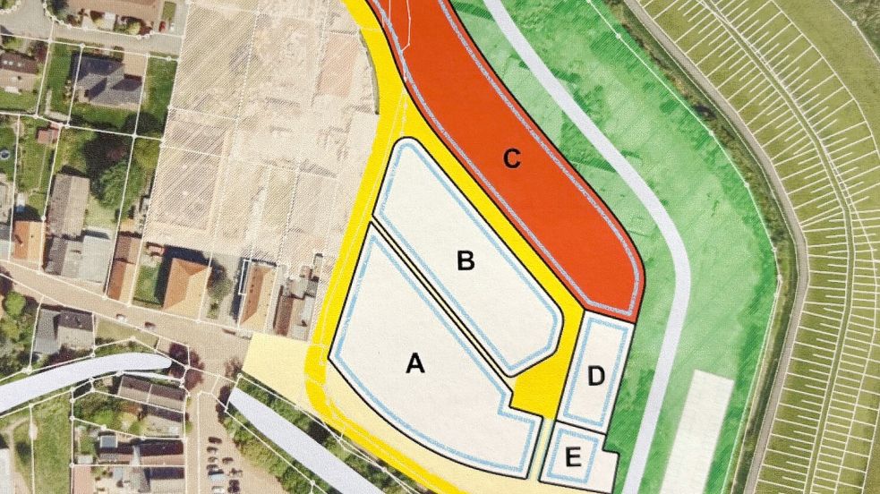 Für die geplanten fünf Baufelder der Ziegelstadt liegen jetzt Steckbriefe vor. Planskizze: Gemeinde Jemgum