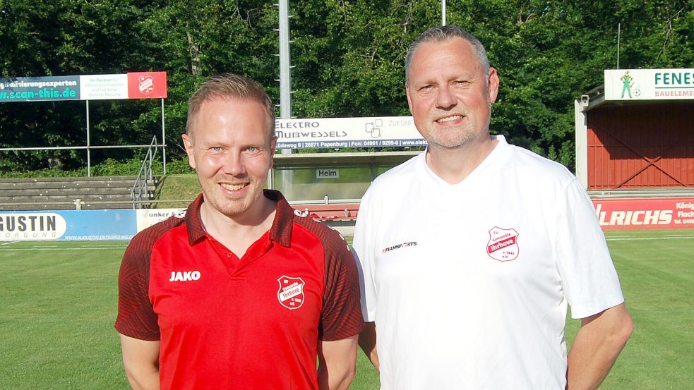 Christian van Hoorn (links) und Detlef Brinkmann hören nach der Saison als Trainer beim SV Concordia Ihrhove auf. Foto: Reemts