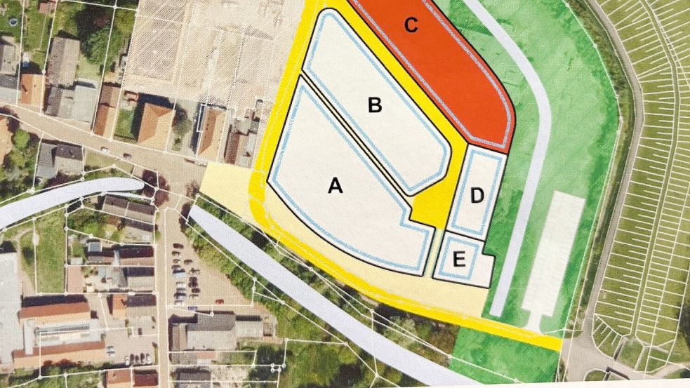 Für die geplanten fünf Baufelder der Ziegelstadt liegen jetzt Steckbriefe vor. Planskizze: Gemeinde Jemgum