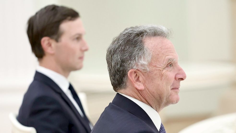 Kushner (l) begleitete Witkoff erstmals im Kreml. Foto: Alexander Kazakov/Sputnik, Kreml