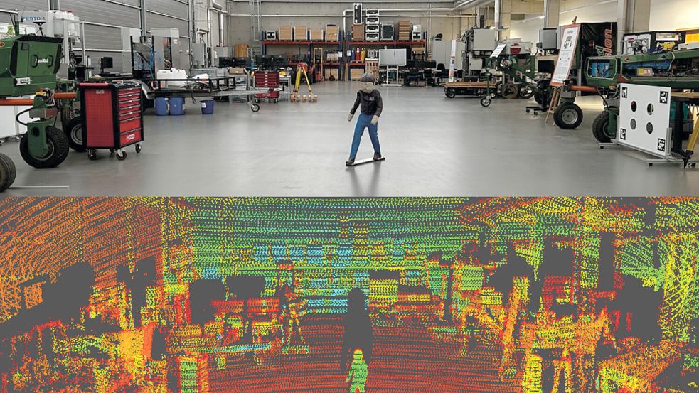 Zusammen mit dem Start-up Scramblux GmbH entwickelt die Hochschule Osnabrück ein neues Testverfahren für Laserscanner von autonomen Fahrzeugen. Die Simulation soll genau so aussehen, als befände sich der Laserscanner im echten Straßenverkehr. Foto: Hochschule Osnabrück