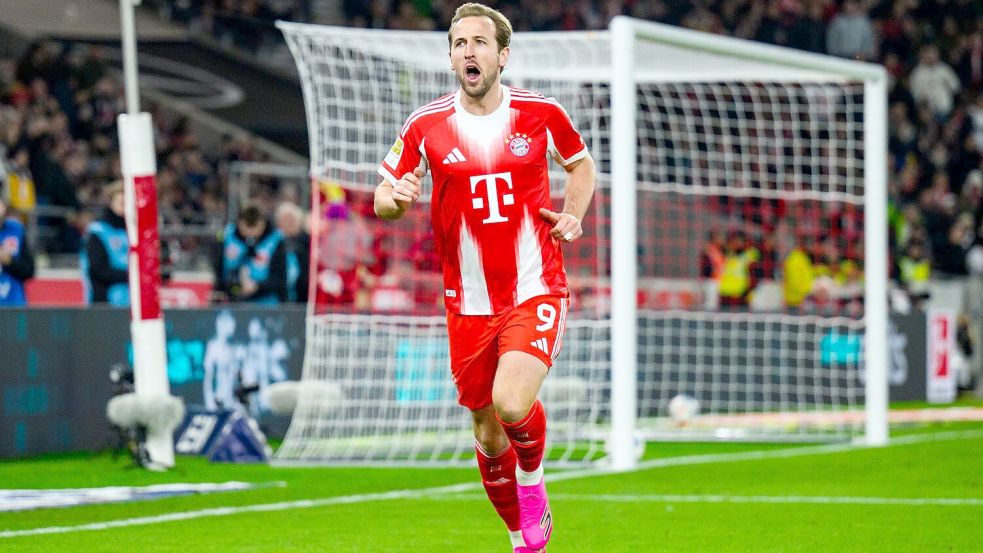 Bayern-Stürmer Kane genügten 30 Minuten, um seine Saisontore 15 bis 17 zu erzielen. Foto: Tom Weller