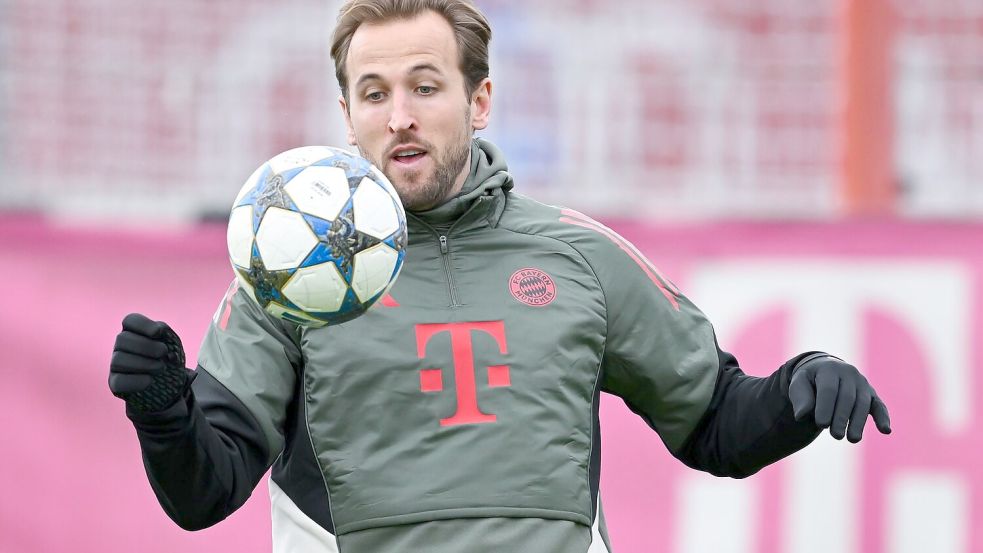 Harry Kane beim Training. Gegen Sporting wird der Torjäger wieder starten. Foto: Sven Hoppe