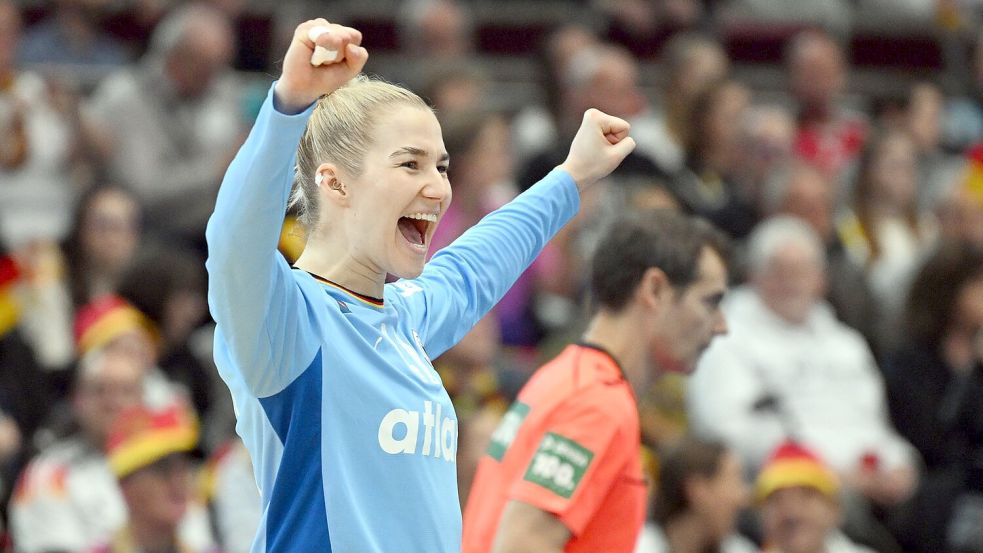 Torhüterin Katharina Filter kam im Viertelfinale auf 14 Paraden. Foto: Federico Gambarini