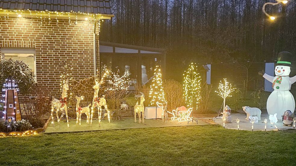 Auch die Familie Böckler aus dem Torflorenring in Idafehn hat sich sehr viel Mühe mit der weihnachtlichen Dekoration gemacht. In dem Garten am Torflorenring gibt es viel zu entdecken. Foto: Familie Böckler