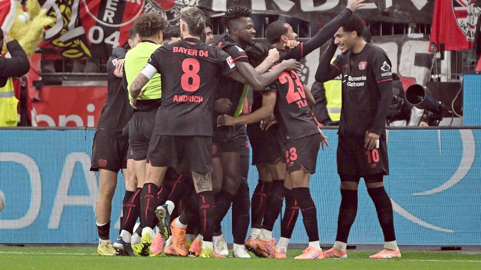 Die Profis von Bayer Leverkusen durften im Derby gegen Köln jubeln. Foto: Federico Gambarini