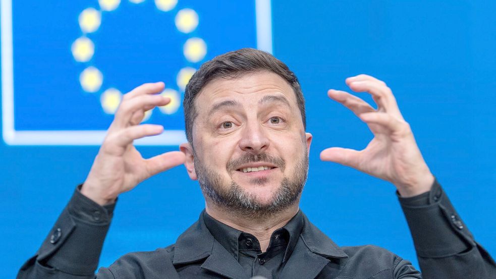 Drängt auf eine schnelle Entscheidung für Geld für sein Land: Der ukrainische Präsident Wolodymyr Selenskyj. Foto: Michael Kappeler/dpa