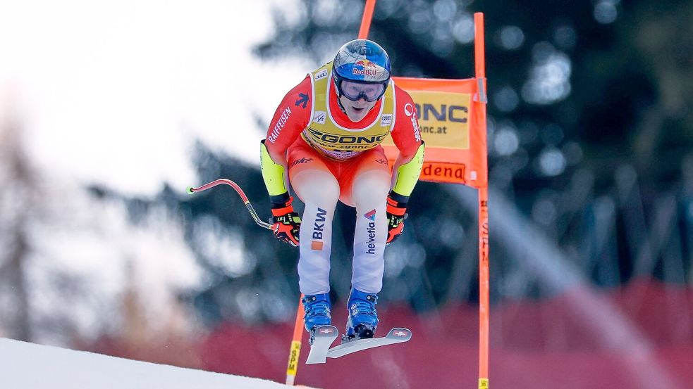 Der Schweizer Marco Odermatt musste sich diesmal mit Platz zwei begnügen. Foto: Gabriele Facciotti/AP/dpa