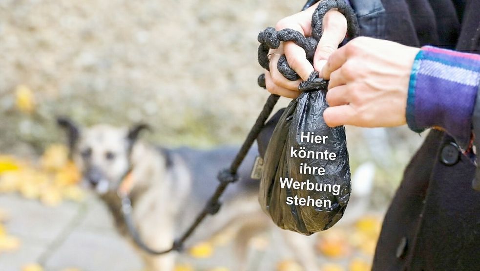 Hundebeutel gibt die Stadt Osnabrück weiter kostenlos ab – trotz des großen Spardrucks. Sie sucht aber Werbepartner, um die Kosten zu reduzieren. Foto: imago images/Rolf Poss; Bearbeitet mit Gemini Nano Banana Pro