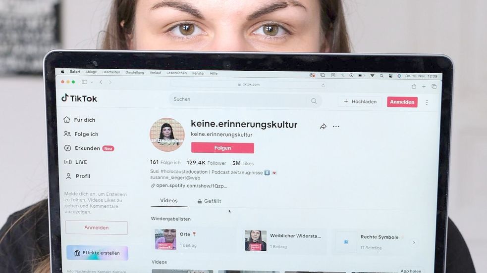 Susanne Siegert betreibt bei Instagram und Tiktok Accounts zur Erinnerungsarbeit. (Archivbild) Foto: Sebastian Willnow/dpa