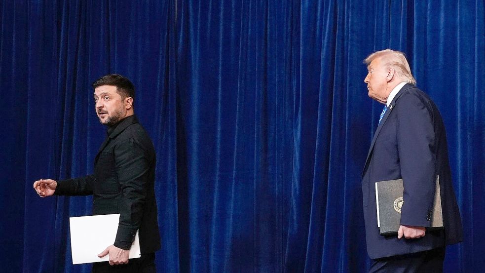 Trump und Selenskyj haben sich erst am Sonntag in Florida getroffen und sollen nach Angaben aus Kiew nun bei einem Gipfel in Paris erneut miteinander reden. (Archivbild) Foto: Alex Brandon/AP/dpa