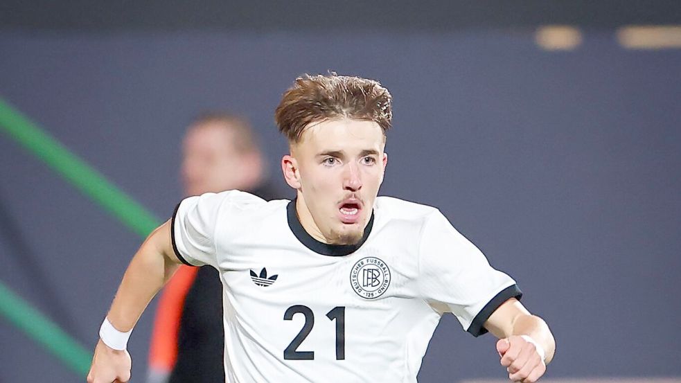 Stürmt Bayern-Youngster Lennart Karl von der deutschen U21-Auswahl in den WM-Kader von Julian Nagelsmann? (Archivbild) Foto: Daniel Karmann
